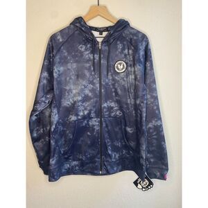 LA Gate Maui Built Hawaii Tie Dye Full Zip Hoodie Sweatshirt Blue NWT Men's L